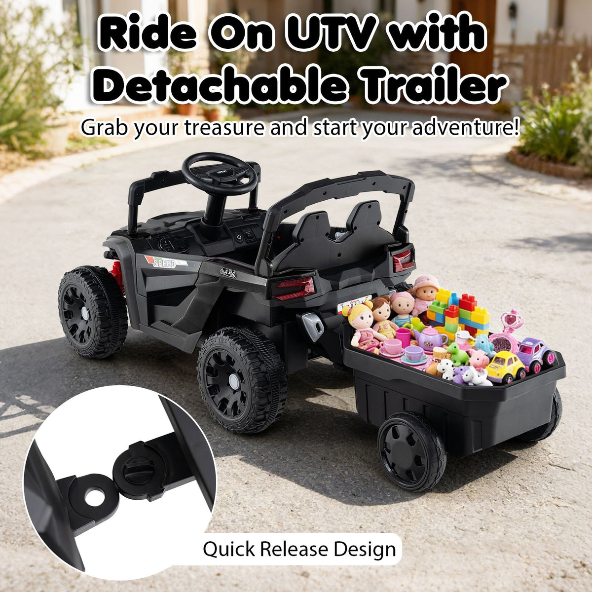 12V Battery Powered Ride On Tractor with Parent Remote Control-Dark Gray view 7