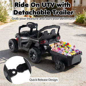 12V Battery Powered Ride On Tractor with Parent Remote Control-Dark Gray view 7