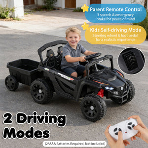 12V Battery Powered Ride On Tractor with Parent Remote Control-Dark Gray view 9