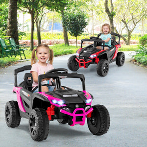 12V Kids Ride On Car UTV Electric Vehicle with LED Lights, Music and Horn-Hot Pink view 3