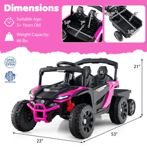 12V Battery Powered Ride On Tractor with Parent Remote Control-Black and Pink view 5