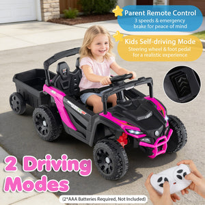 12V Battery Powered Ride On Tractor with Parent Remote Control-Black and Pink view 8