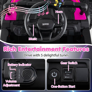 12V Battery Powered Ride On Tractor with Parent Remote Control-Black and Pink view 9