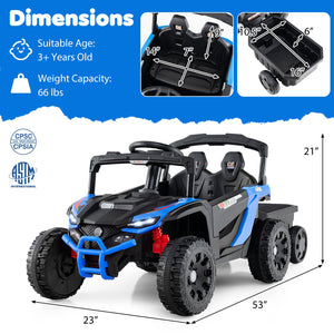 12V Battery Powered Ride On Tractor with Parent Remote Control-Black and Blue view 5