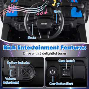 12V Battery Powered Ride On Tractor with Parent Remote Control-Black and Blue view 9