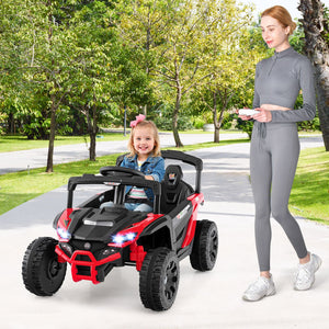12V Kids Ride On Car UTV Electric Vehicle with LED Lights, Music and Horn-Red view 3