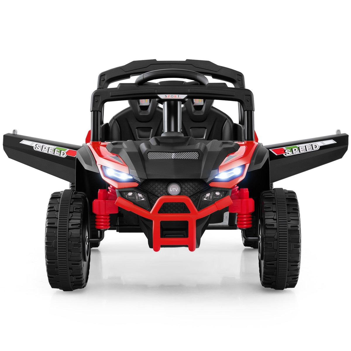 12V Kids Ride On Car UTV Electric Vehicle with LED Lights, Music and Horn-Red view 4