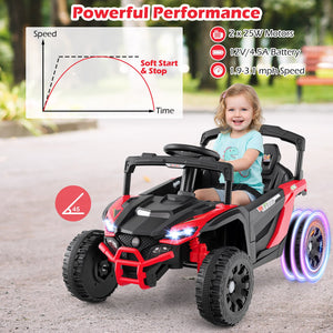12V Kids Ride On Car UTV Electric Vehicle with LED Lights, Music and Horn-Red view 9