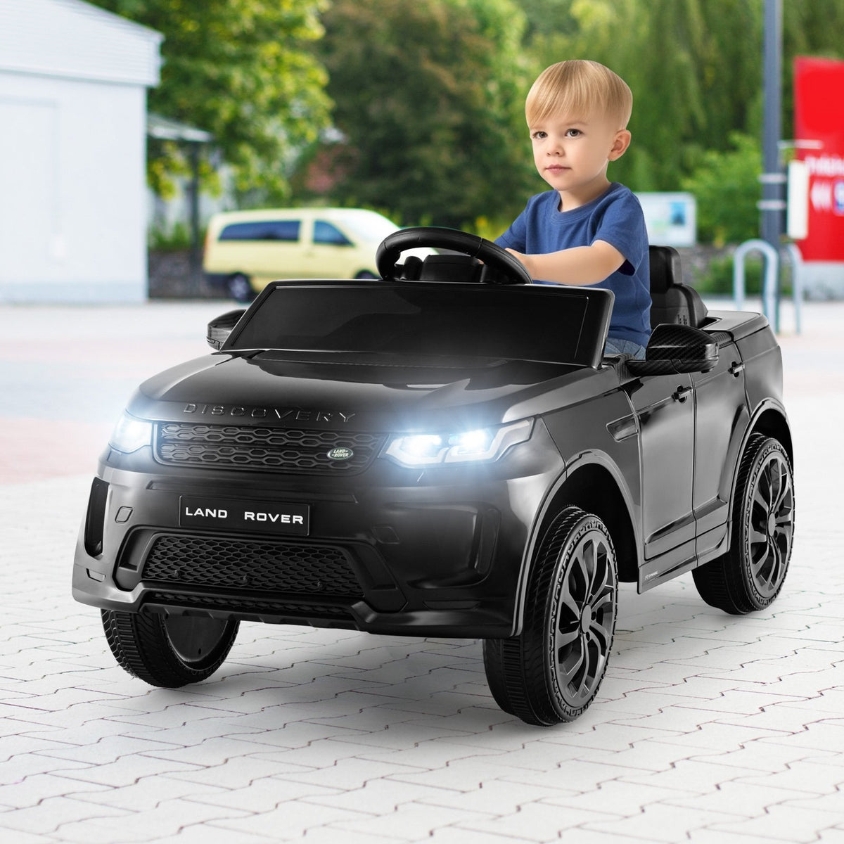 12V Kids Ride On Car with Remote Control Lockable Doors Slow Start System and LED Lights-Black view 3