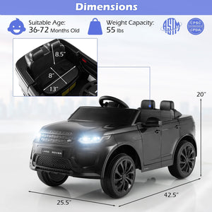 12V Kids Ride On Car with Remote Control Lockable Doors Slow Start System and LED Lights-Black view 5
