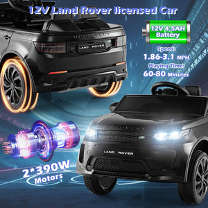 12V Kids Ride On Car with Remote Control Lockable Doors Slow Start System and LED Lights-Black view 8