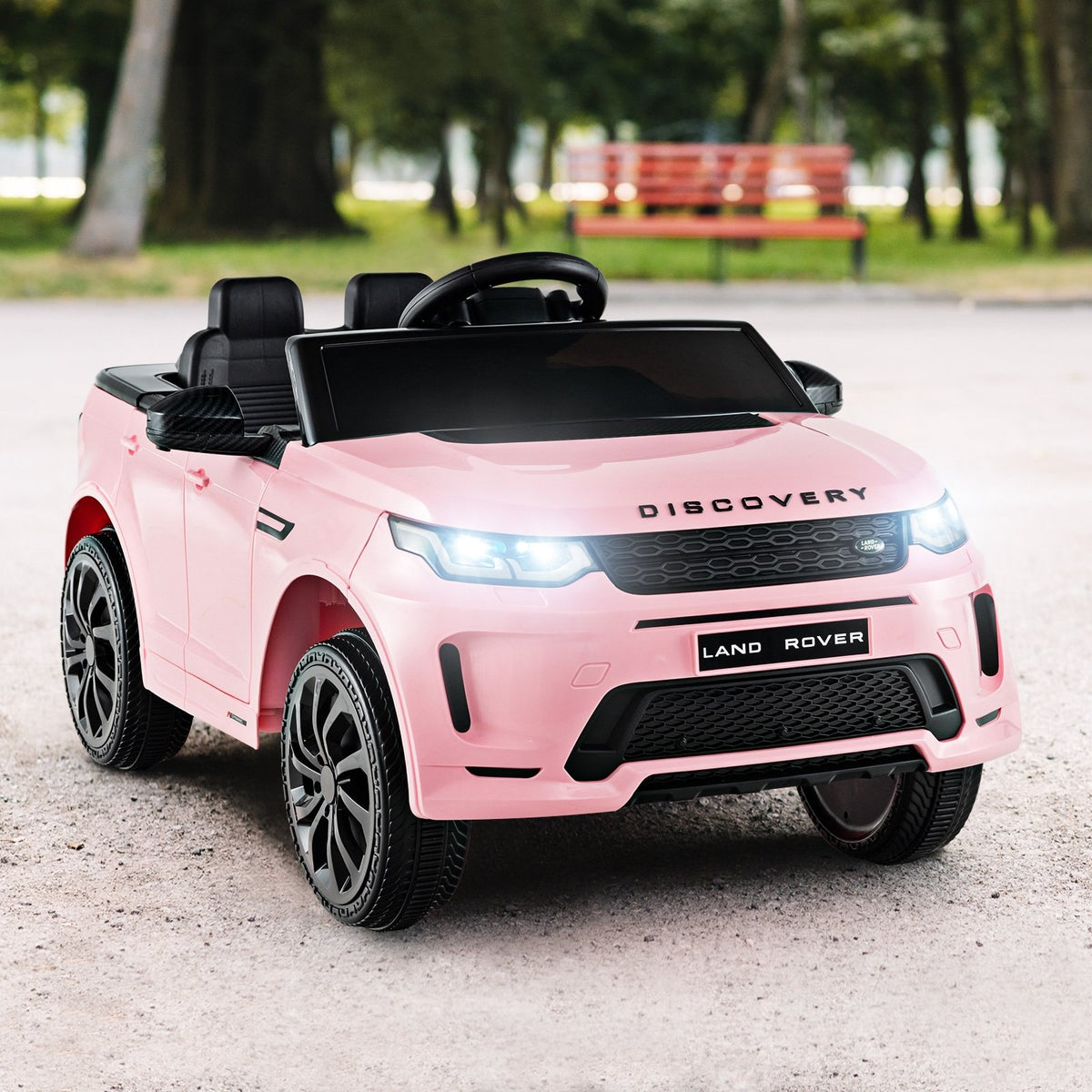 12V Kids Ride On Car with Remote Control Lockable Doors Slow Start System and LED Lights-Pink view 2
