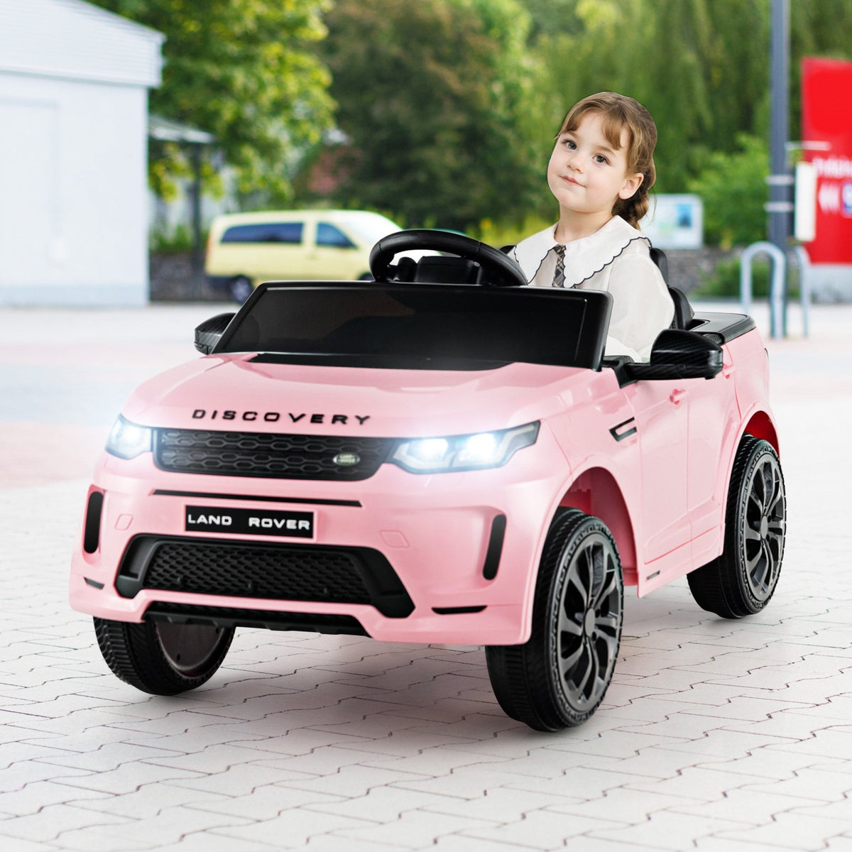12V Kids Ride On Car with Remote Control Lockable Doors Slow Start System and LED Lights-Pink view 3