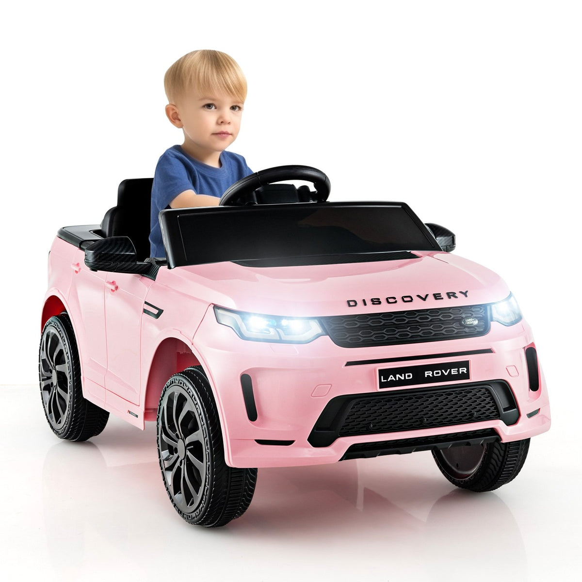 12V Kids Ride On Car with Remote Control Lockable Doors Slow Start System and LED Lights-Pink view 4