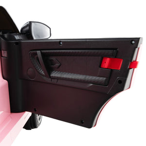 12V Kids Ride On Car with Remote Control Lockable Doors Slow Start System and LED Lights-Pink view 7