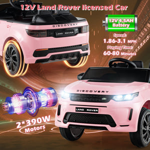 12V Kids Ride On Car with Remote Control Lockable Doors Slow Start System and LED Lights-Pink view 8