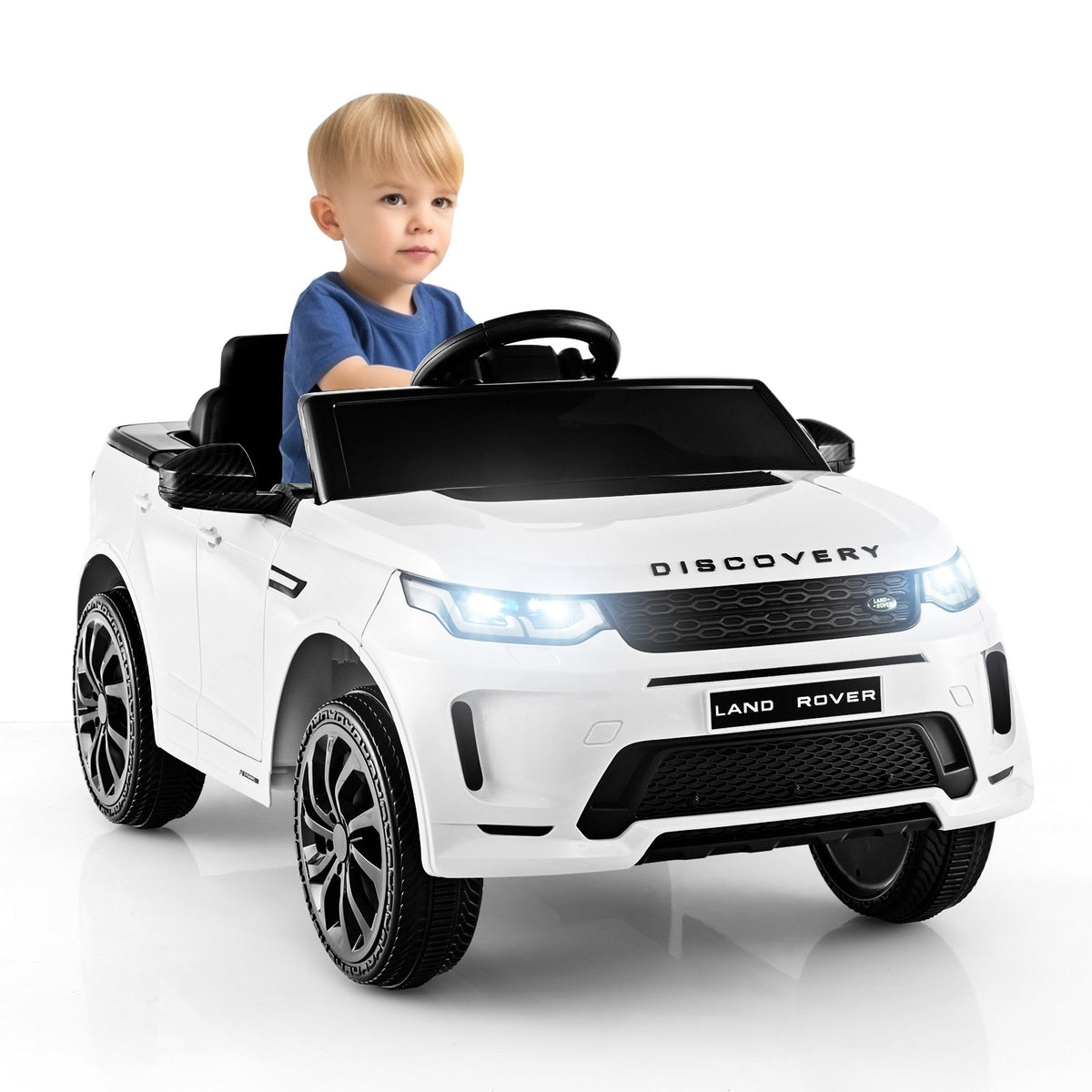12V Kids Ride On Car with Remote Control Lockable Doors Slow Start System and LED Lights-White view 4