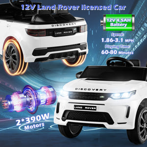 12V Kids Ride On Car with Remote Control Lockable Doors Slow Start System and LED Lights-White view 8
