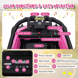 12V Kids Ride on Electric Formula Racing Car with Remote Control-Pink view 5