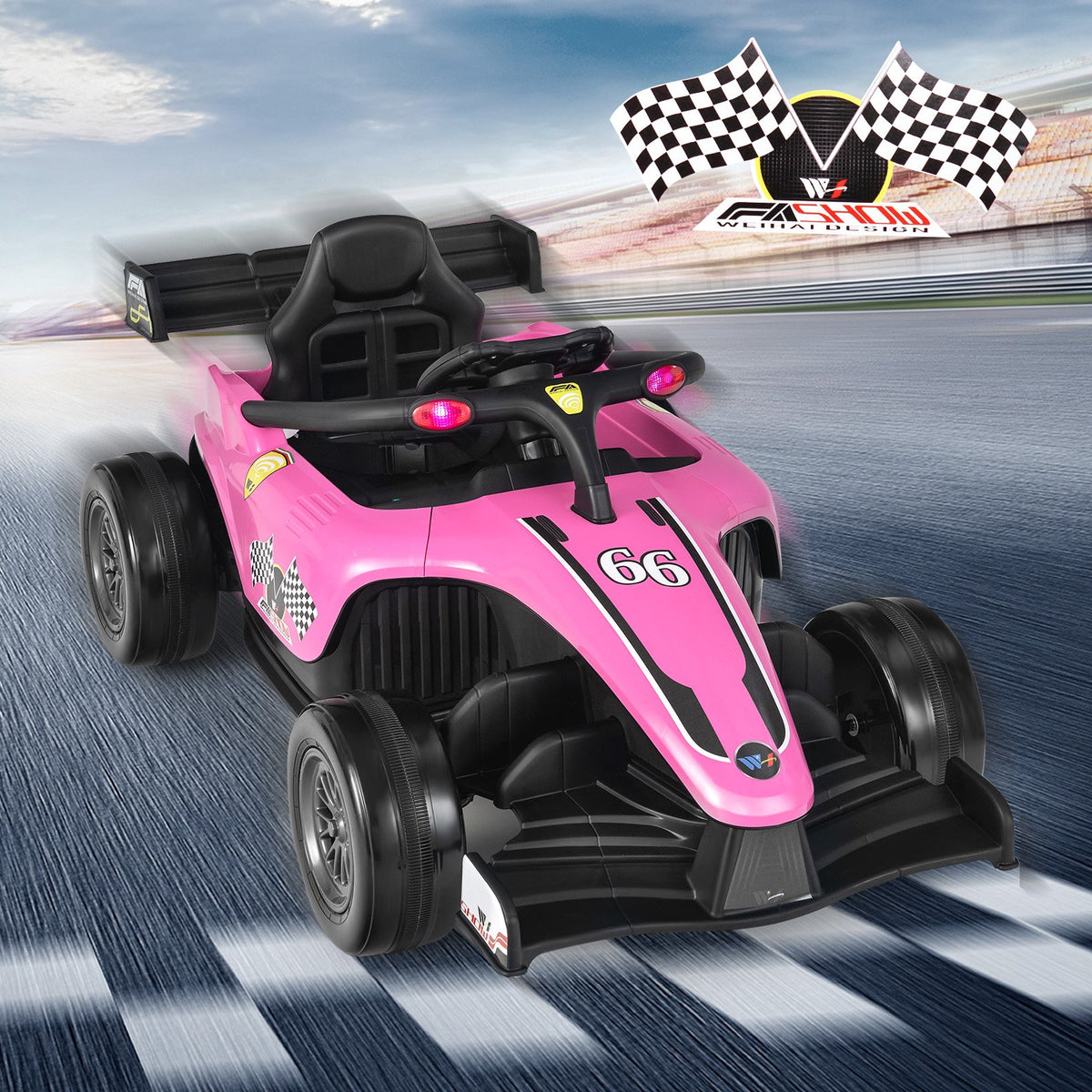 12V Kids Ride on Electric Formula Racing Car with Remote Control-Pink view 6