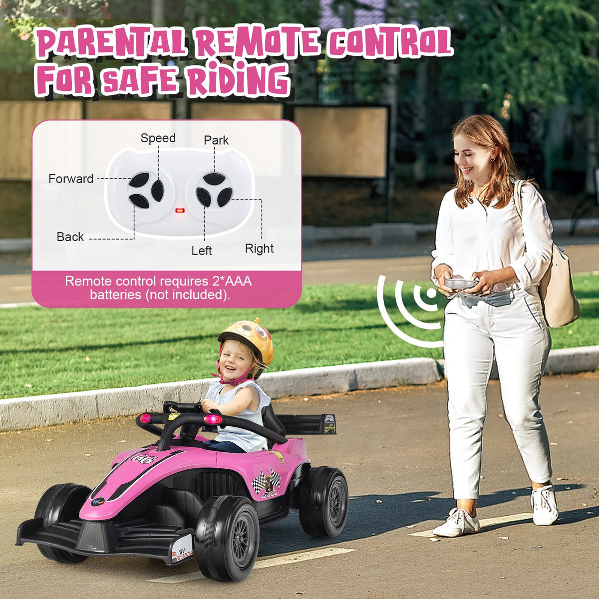 12V Kids Ride on Electric Formula Racing Car with Remote Control-Pink view 8