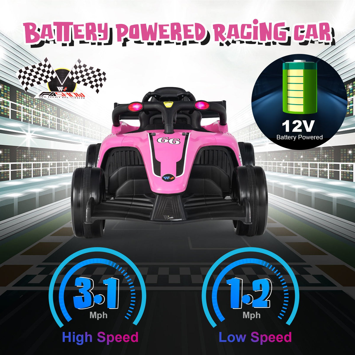 12V Kids Ride on Electric Formula Racing Car with Remote Control-Pink view 9
