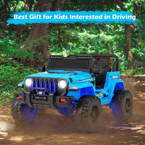 12V Kids Ride-on Jeep Car with 2.4 G Remote Control-Blue view 4