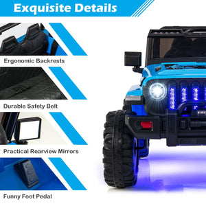 12V Kids Ride-on Jeep Car with 2.4 G Remote Control-Blue view 6