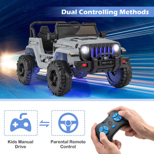 12V Kids Ride-on Jeep Car with 2.4 G Remote Control-Gray view 5