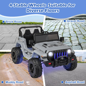 12V Kids Ride-on Jeep Car with 2.4 G Remote Control-Gray view 9