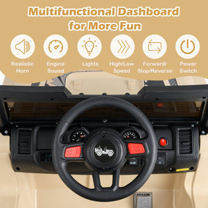 12V Kids Ride-on Jeep Car with 2.4 G Remote Control-Khaki view 6