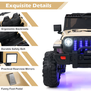 12V Kids Ride-on Jeep Car with 2.4 G Remote Control-Khaki view 7