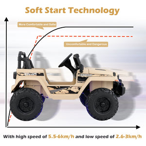 12V Kids Ride-on Jeep Car with 2.4 G Remote Control-Khaki view 8