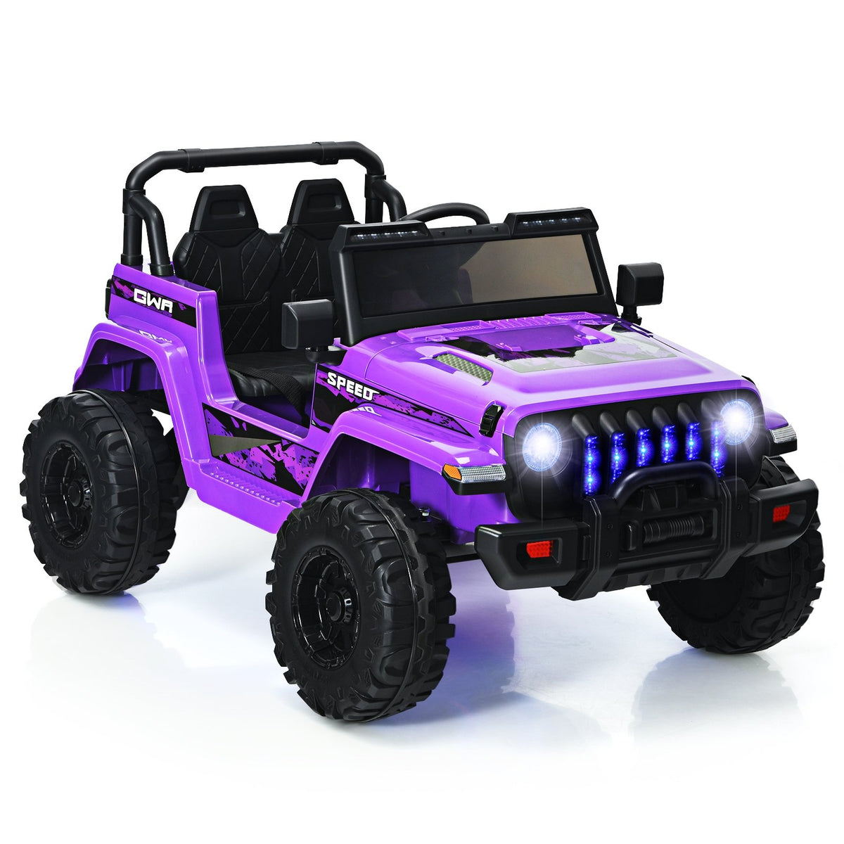 12V Kids Ride-on Jeep Car with 2.4 G Remote Control-Purple view 3