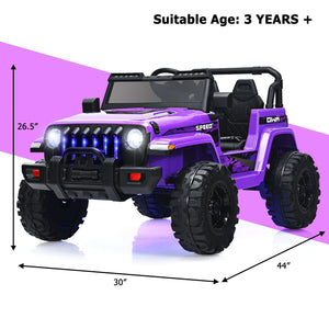 12V Kids Ride-on Jeep Car with 2.4 G Remote Control-Purple view 4