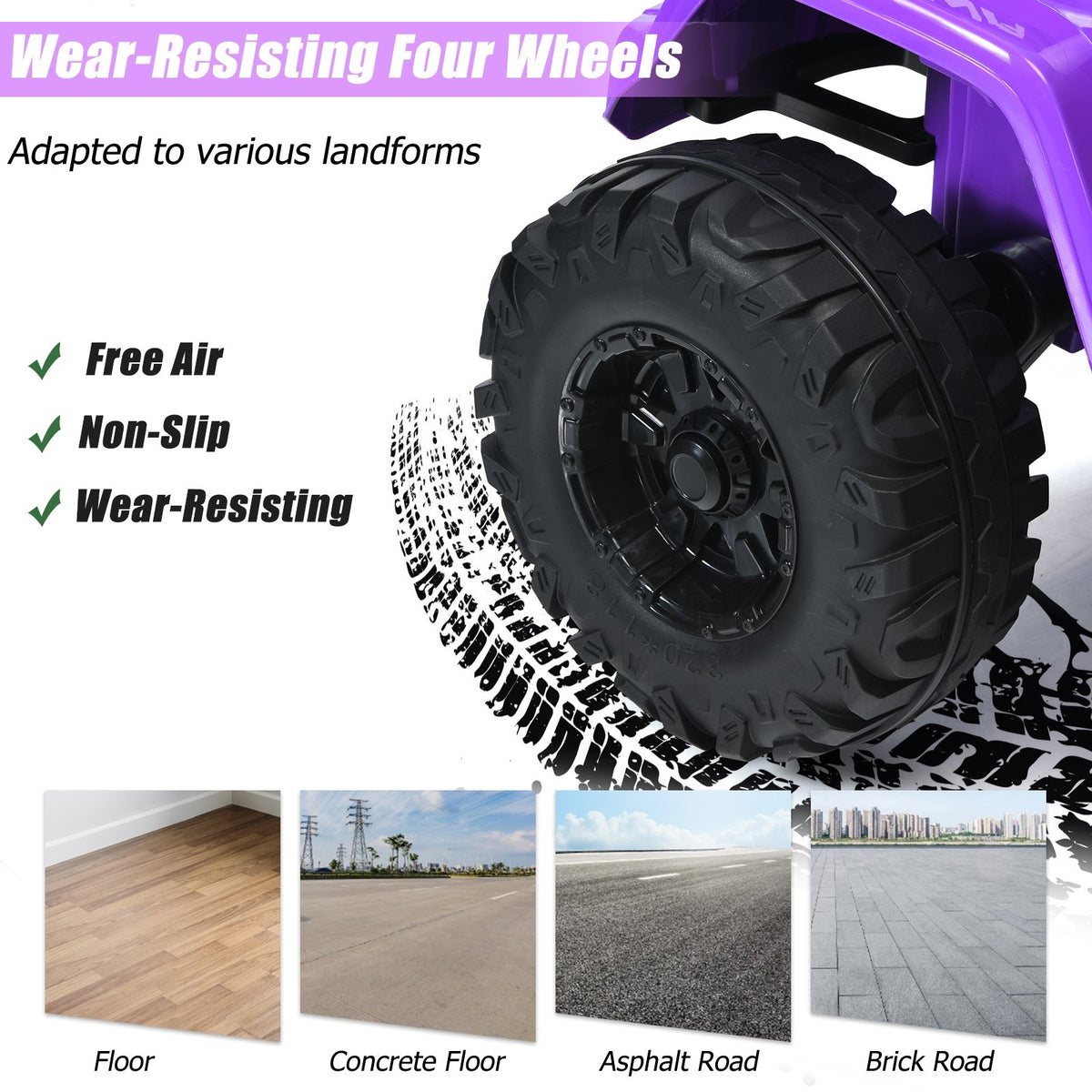12V Kids Ride-on Jeep Car with 2.4 G Remote Control-Purple view 9