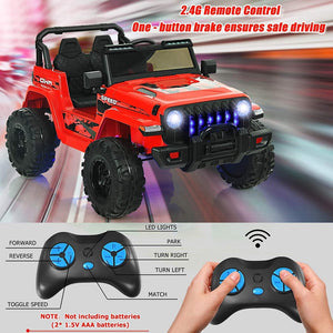12V Kids Ride-on Jeep Car with 2.4 G Remote Control-Red view 3