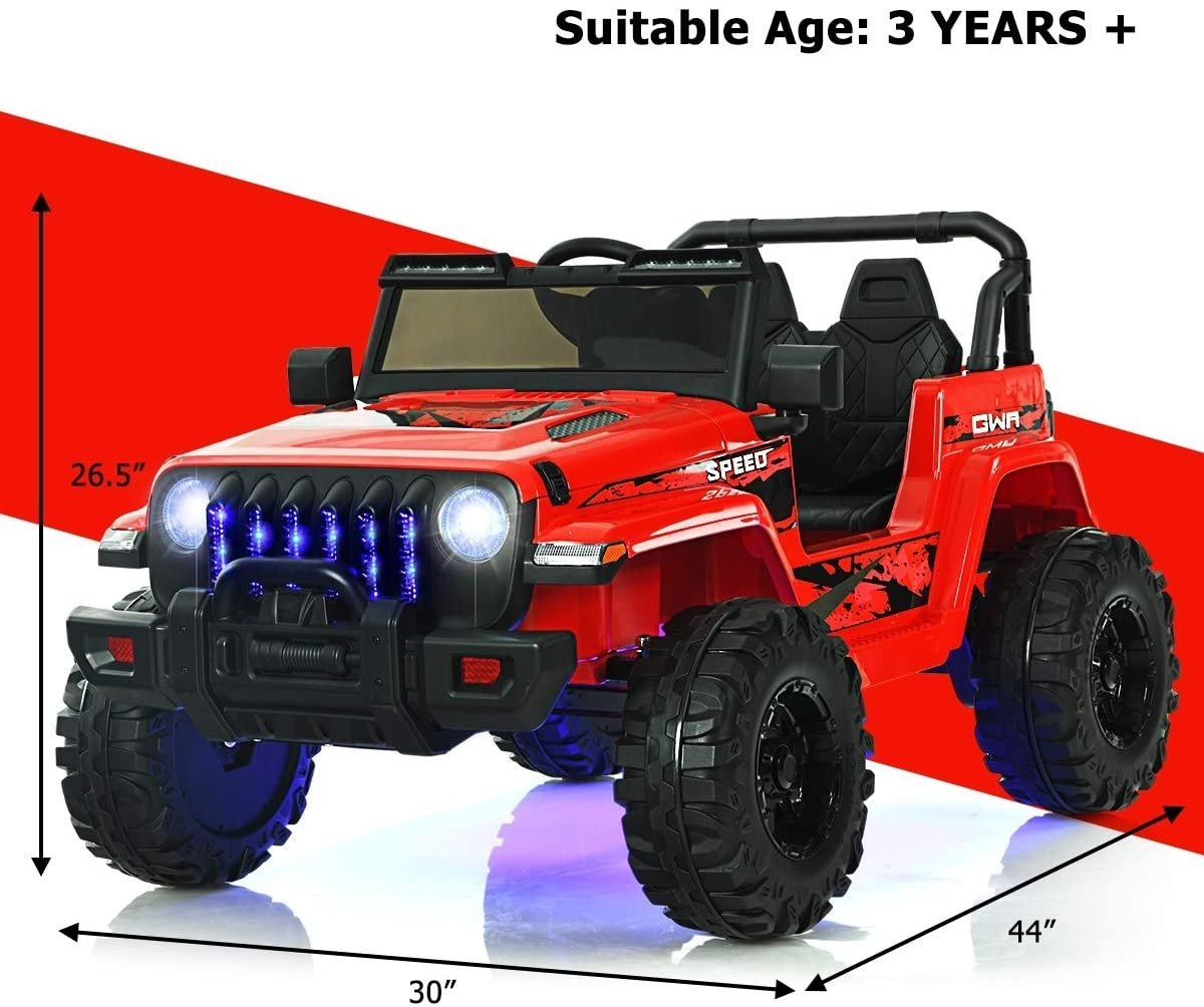 12V Kids Ride-on Jeep Car with 2.4 G Remote Control-Red view 4