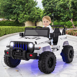 12V Kids Ride-on Jeep Car with 2.4 G Remote Control-White view 2
