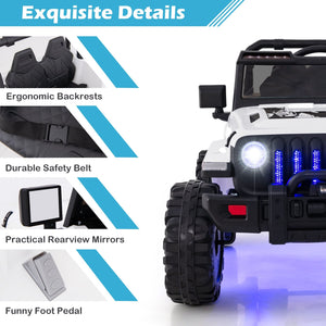 12V Kids Ride-on Jeep Car with 2.4 G Remote Control-White view 6
