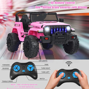 12V Kids Ride-on Jeep Car with 2.4 G Remote Control-Pink view 3