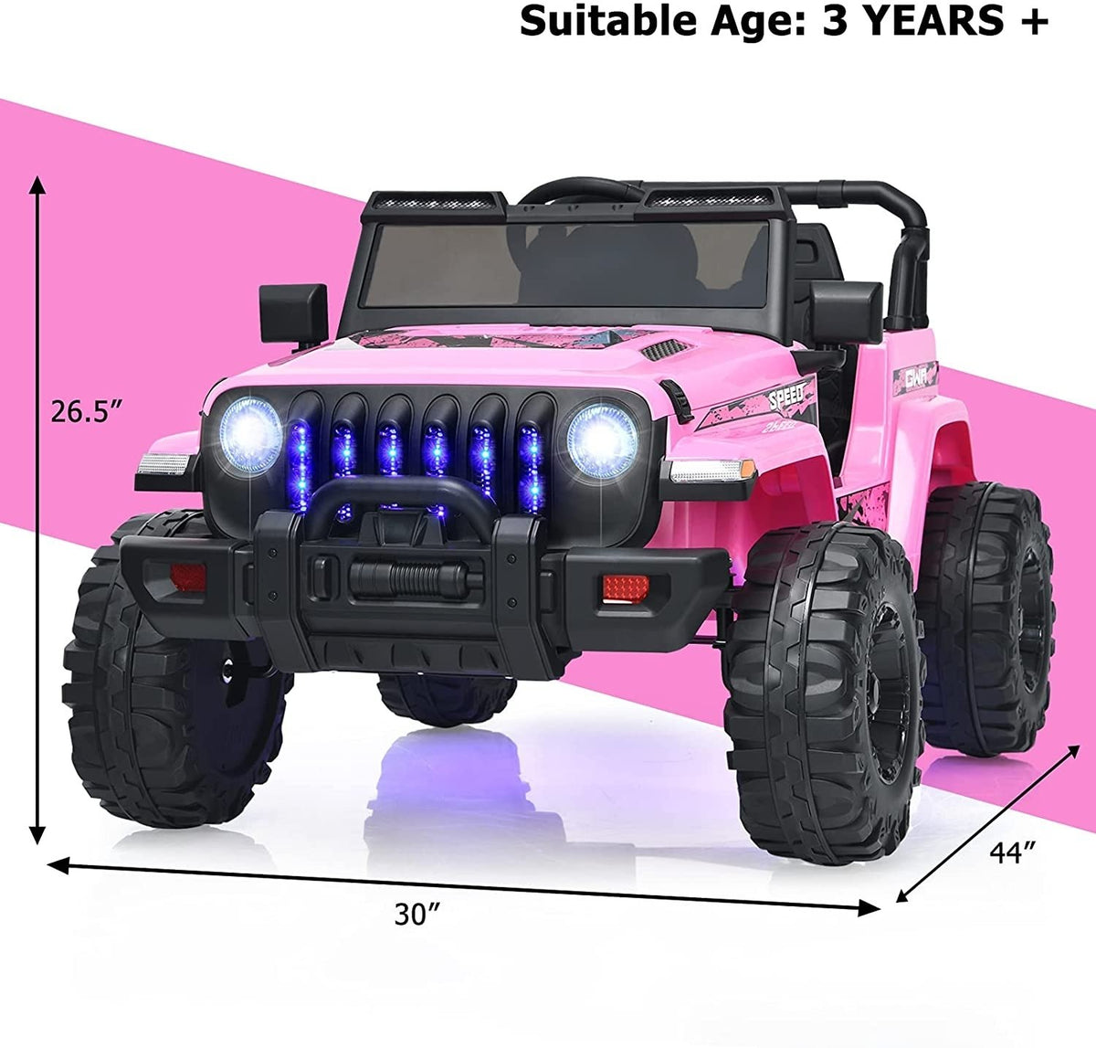 12V Kids Ride-on Jeep Car with 2.4 G Remote Control-Pink view 4