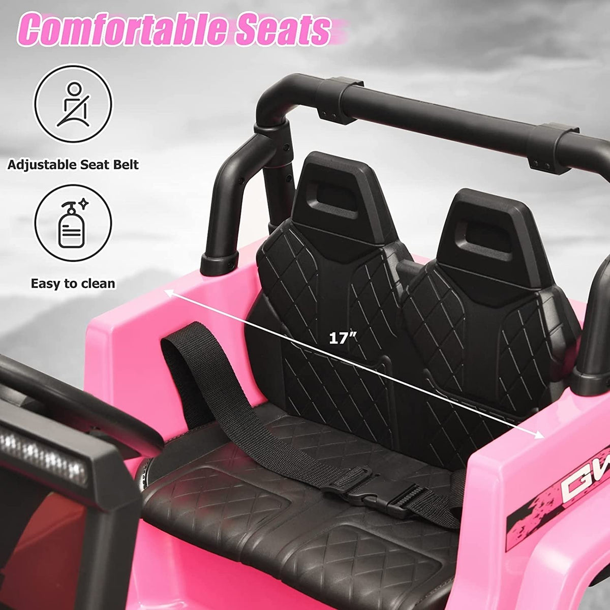 12V Kids Ride-on Jeep Car with 2.4 G Remote Control-Pink view 7