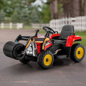 12V Kids Ride on Road Roller with 2.4G Remote Control-Red view 2