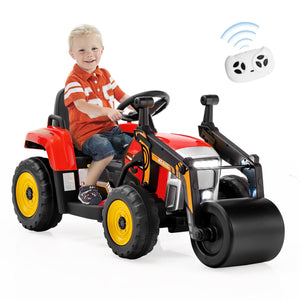 12V Kids Ride on Road Roller with 2.4G Remote Control-Red view 7