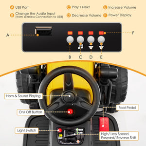 12V Kids Ride on Road Roller with 2.4G Remote Control-Yellow view 8
