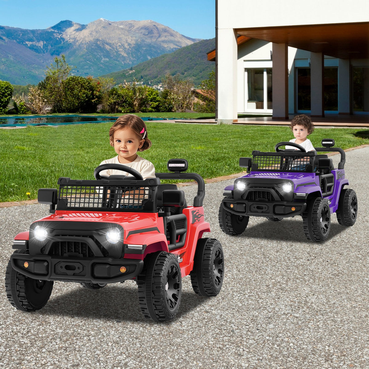 12V Kids Ride on Truck Car Battery Powered Electric Vehicle-Purple view 2