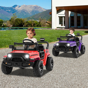 12V Kids Ride on Truck Car Battery Powered Electric Vehicle-Purple view 2