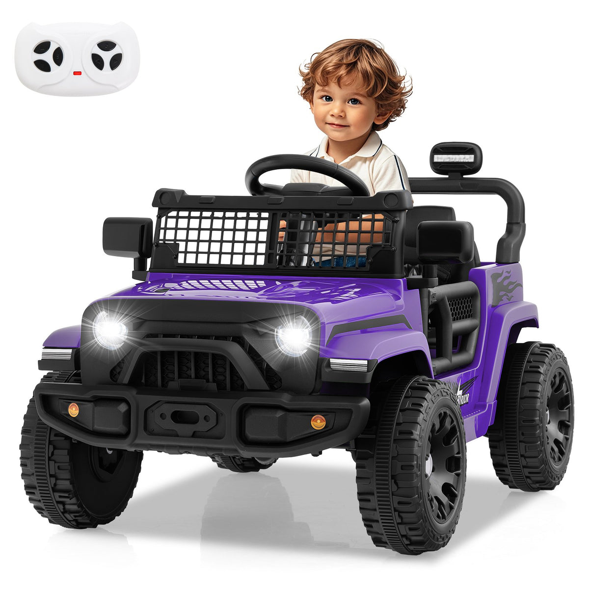 12V Kids Ride on Truck Car Battery Powered Electric Vehicle-Purple view 5