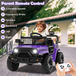 12V Kids Ride on Truck Car Battery Powered Electric Vehicle-Purple view 6